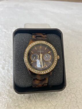 NWB Fossil Tortoiseshell women’s gold tone watch